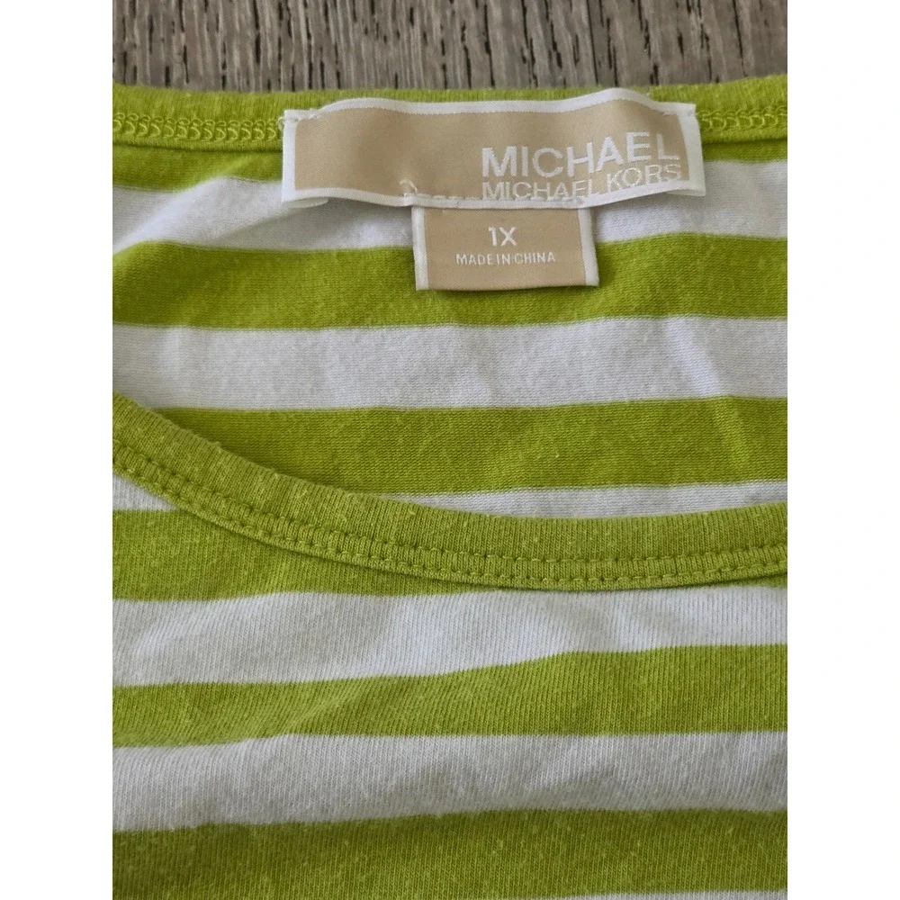 Michael Kors Striped‎ Top Zipper Shoulder Size 1X